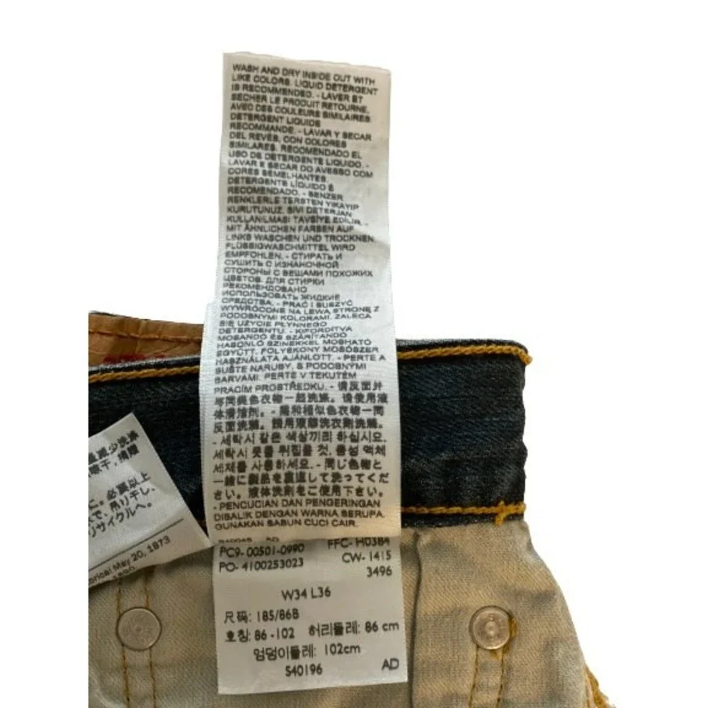 Men's 501 XX Levi Strauss Straight Leg Denim Jeans Stone Wash Size W34